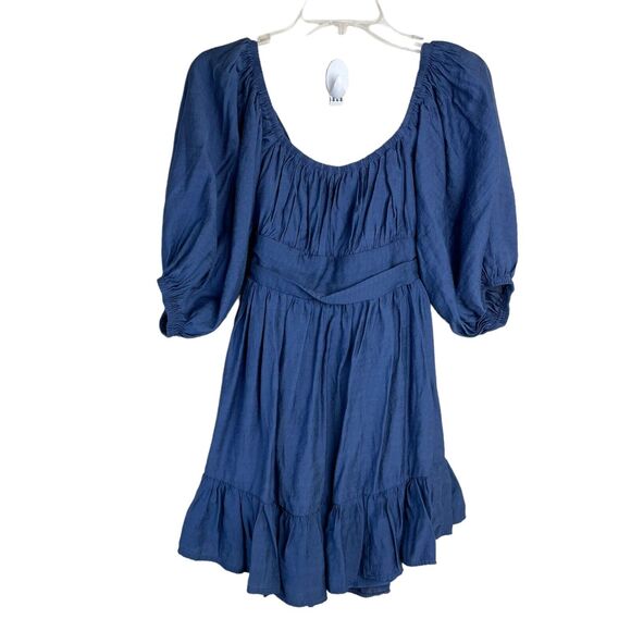 Ladies Blue Peasant Boho Dress Debbie Dabbie sz 6 Festival Milkmaid Coquette - Picture 1 of 11